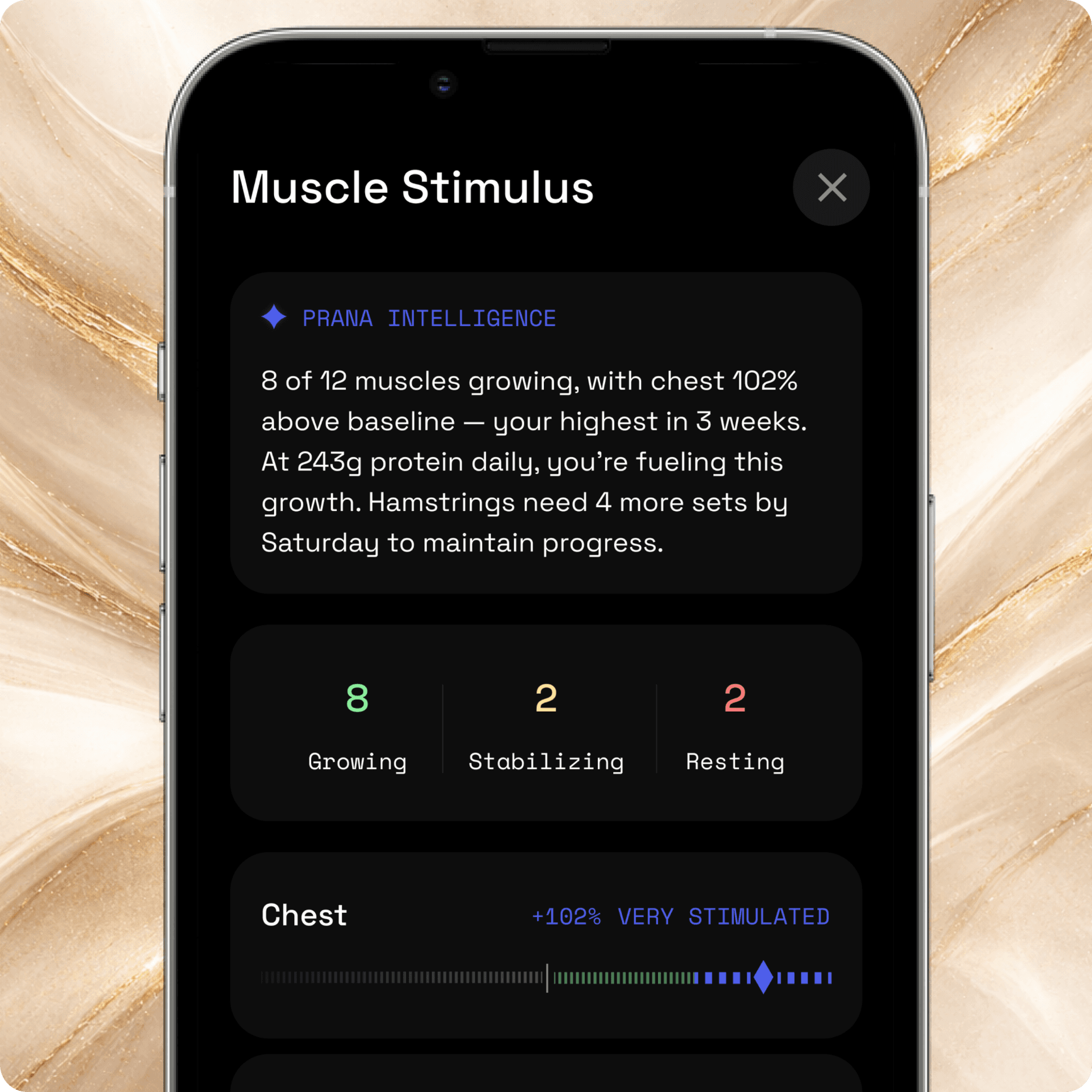 Prana Intelligence — Muscle Stimulus real-time tracking